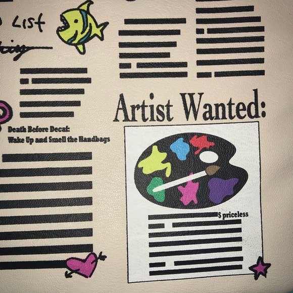 Betsey Johnson Pouch NYC Newspaper Print Pink - Picture 3 of 13